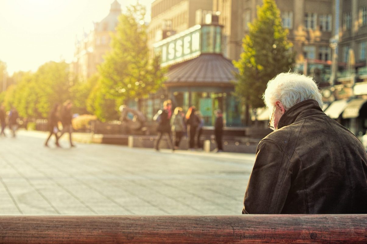 elderly man on bench